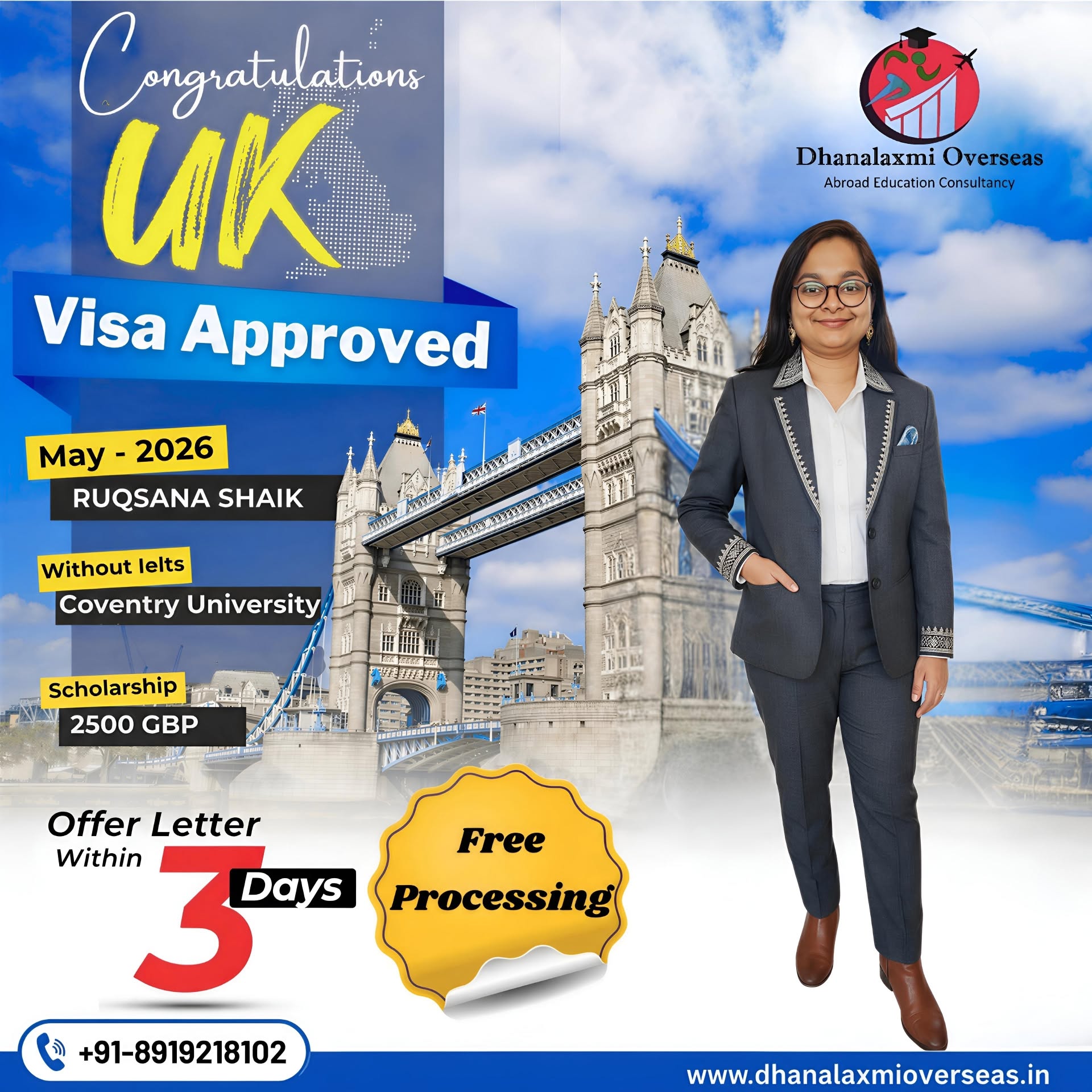 Ruqsana Shaik — UK visa approved