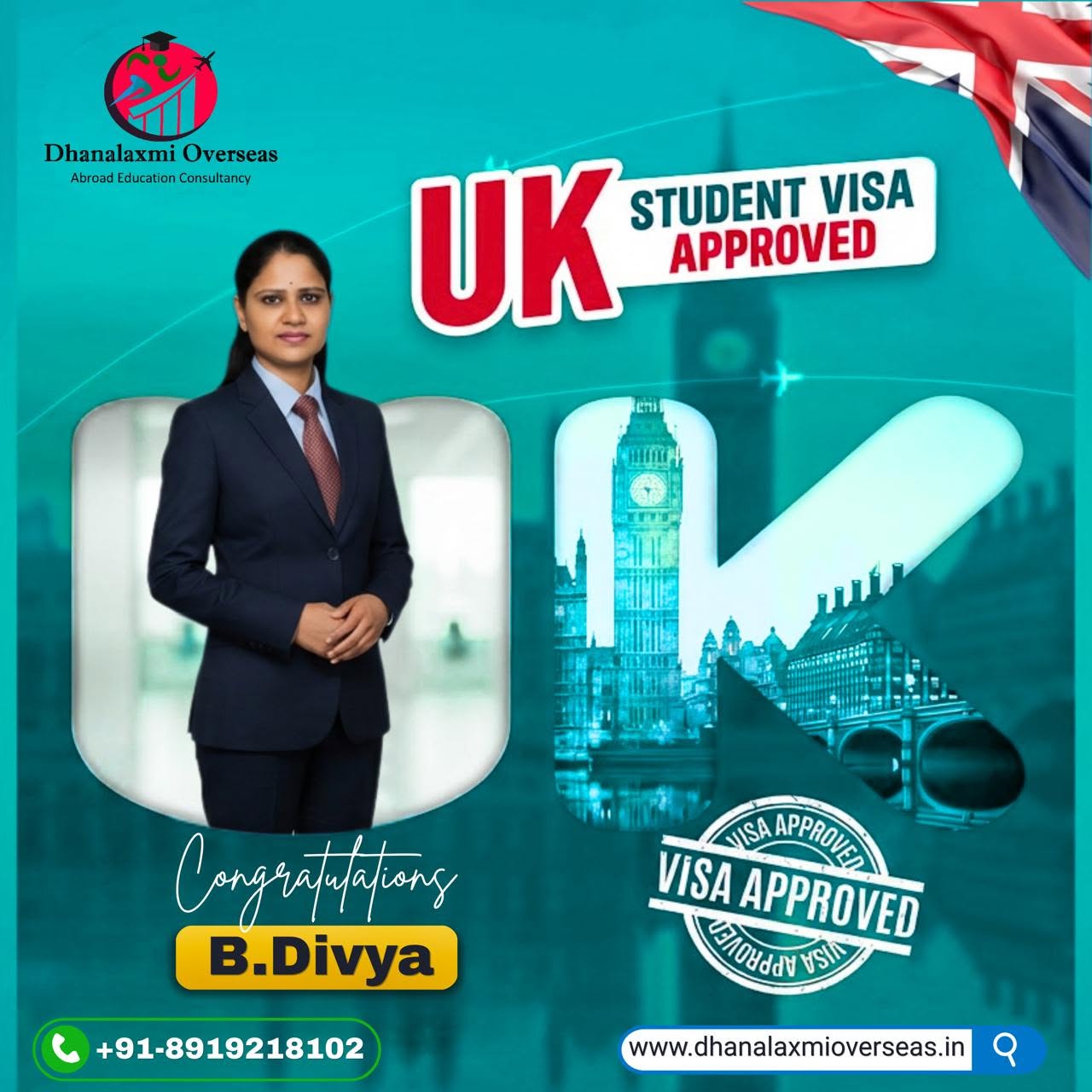 B. Divya — UK visa approved
