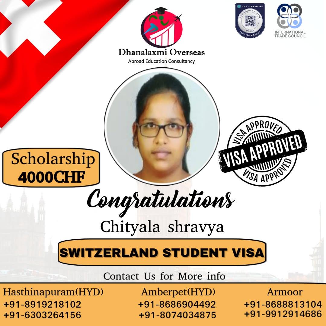 Chityala Shravya — Switzerland visa approved