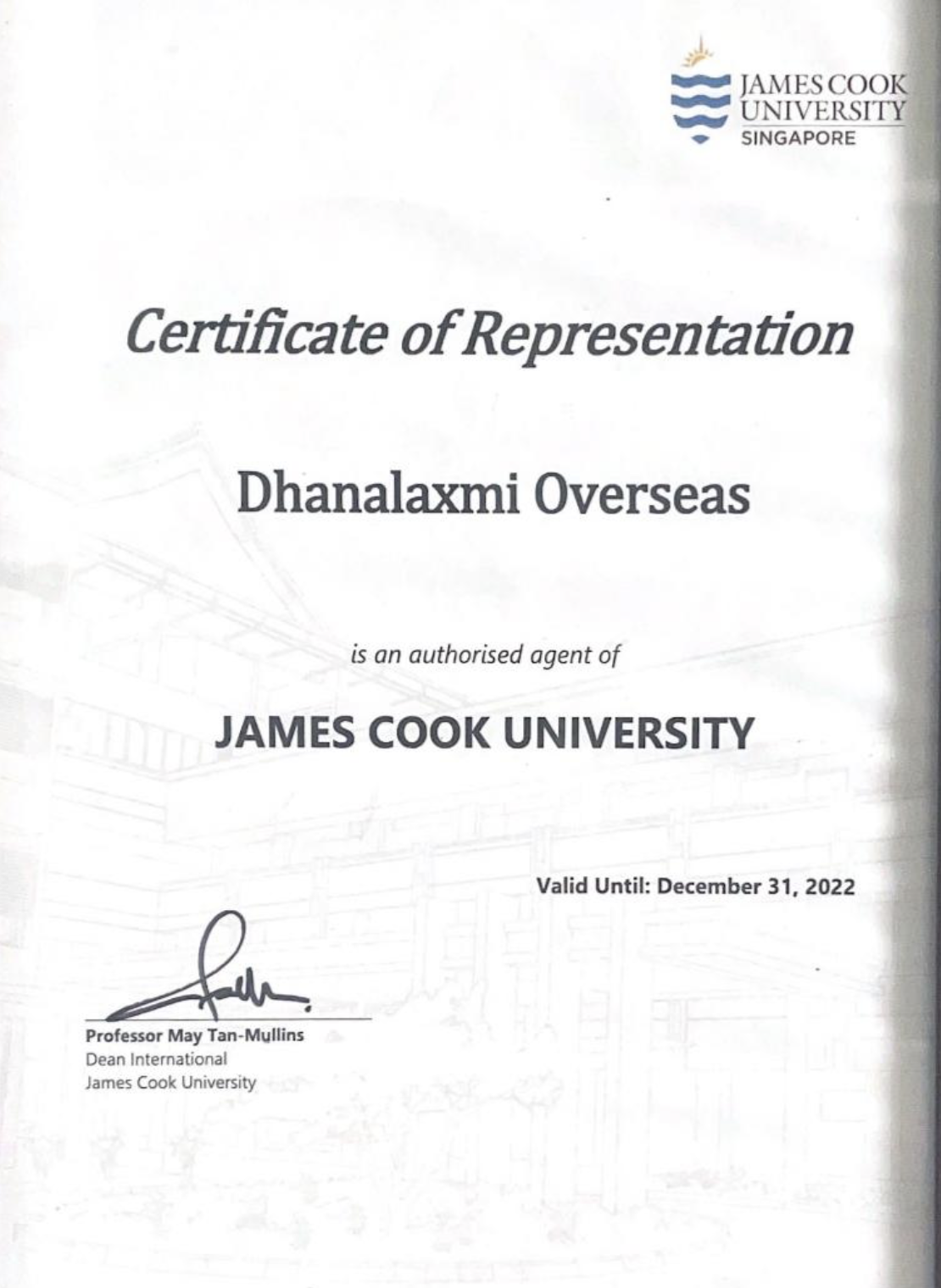James Cook University, Singapore — Authorised Agent