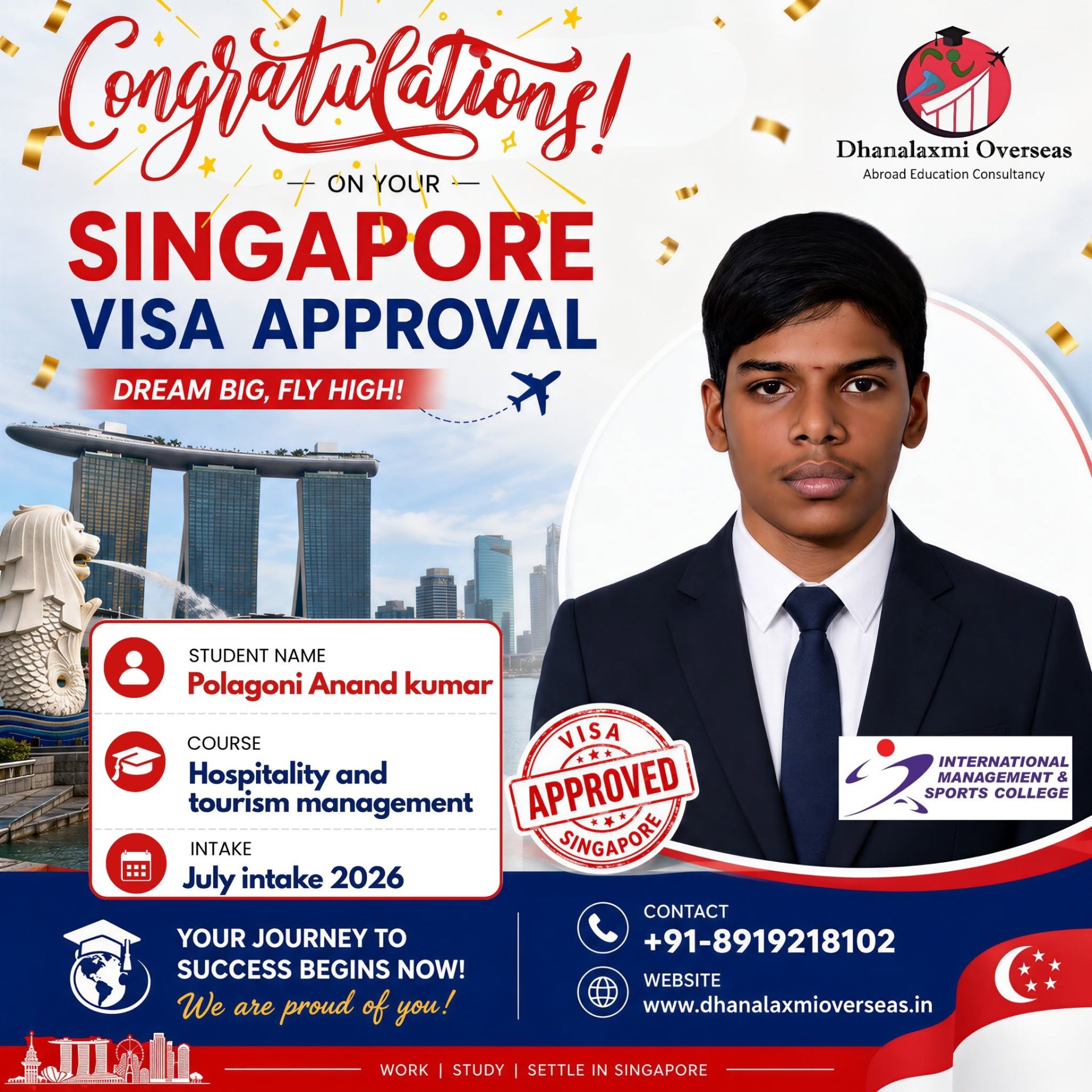 Polagoni Anand Kumar — Singapore visa approved