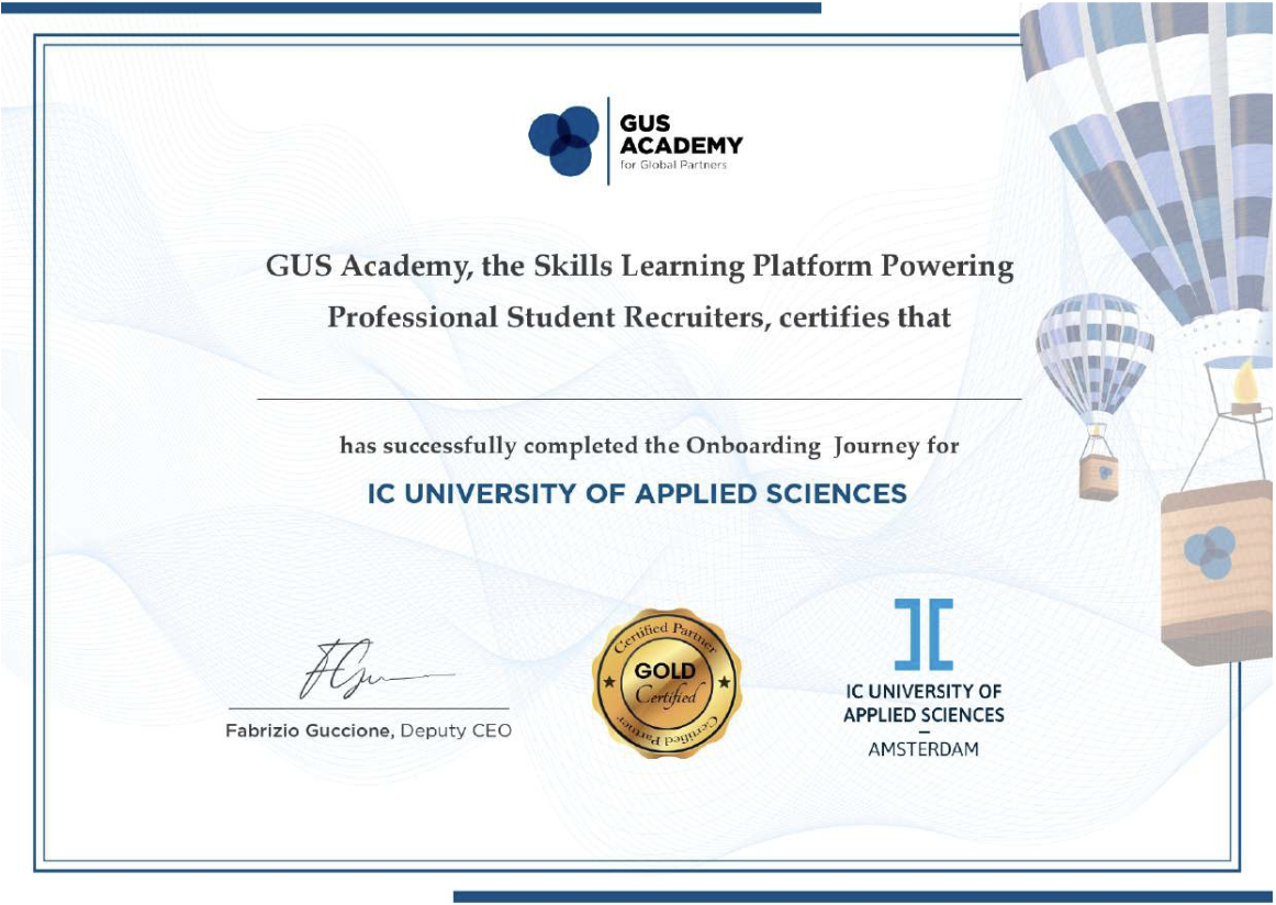 IC University of Applied Sciences — GUS Academy — Onboarding Journey