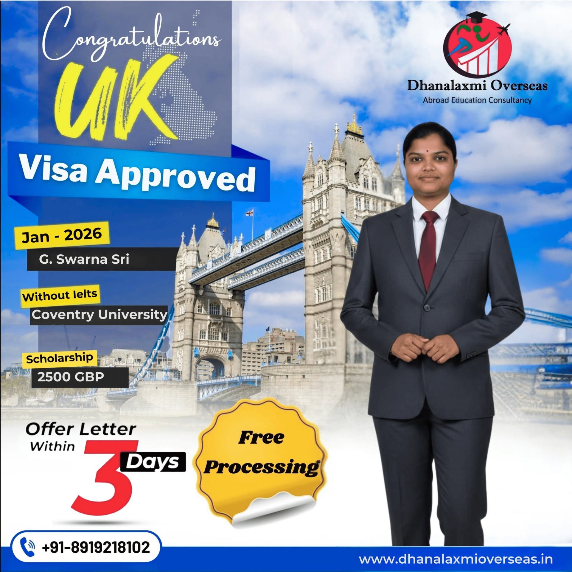 G. Swarna Sri — UK visa approved